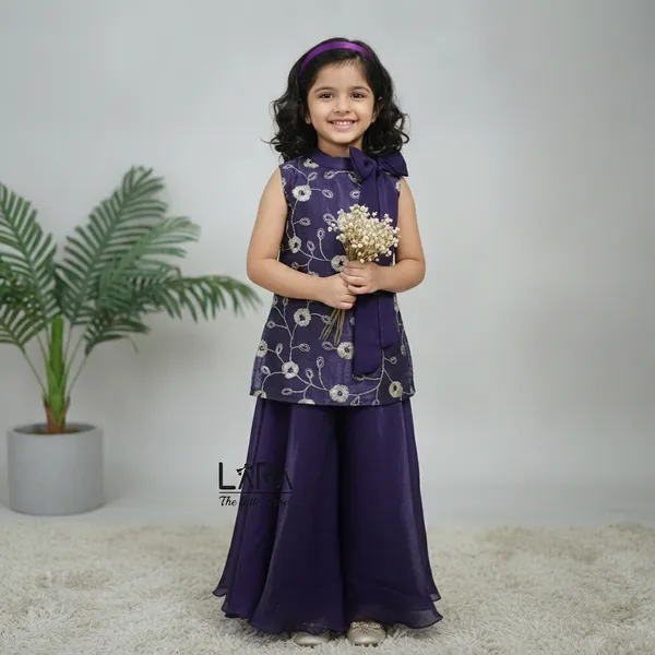 Classy_Purple_Kurti_Palazzo_Set_For_Little_Girls