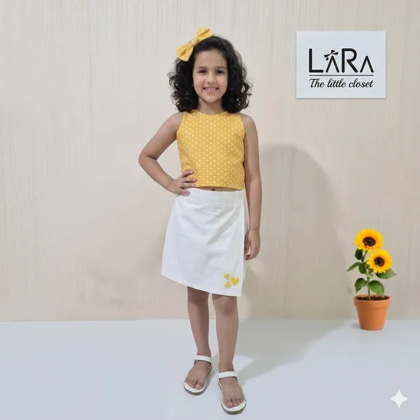 Very_Stylish_Yellow_Crop_Top_With_Skort_For_Little_Girls