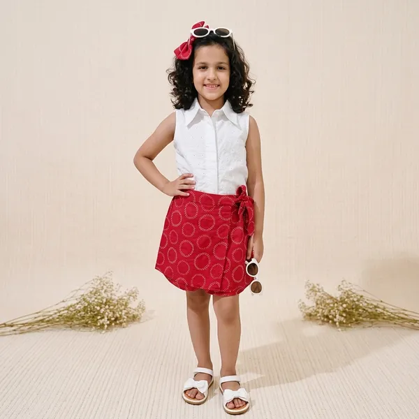 Cute_Red_Skort_With_White_Top_For_Little_Girls