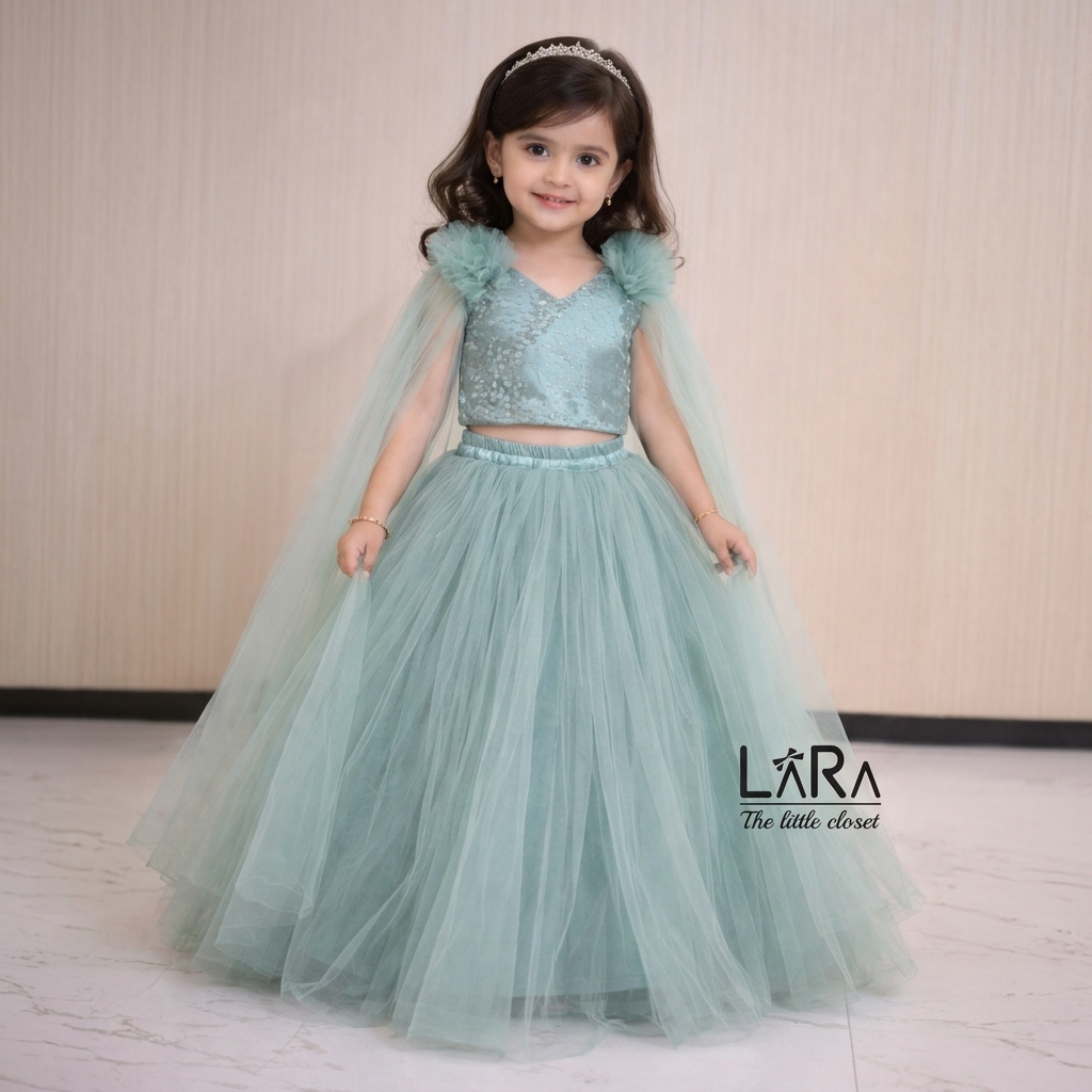Classy_Sage_Green_Full_Fliared_Lehanga_For_Little_Girls