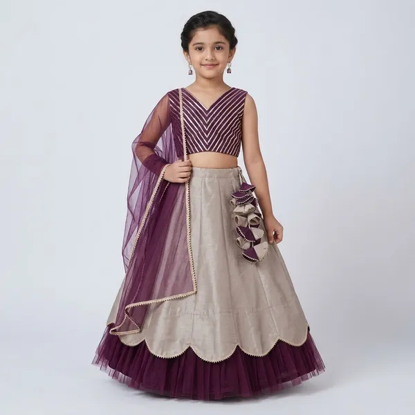 Grey_And_Wine_Silk_Lehenga_For_Girls