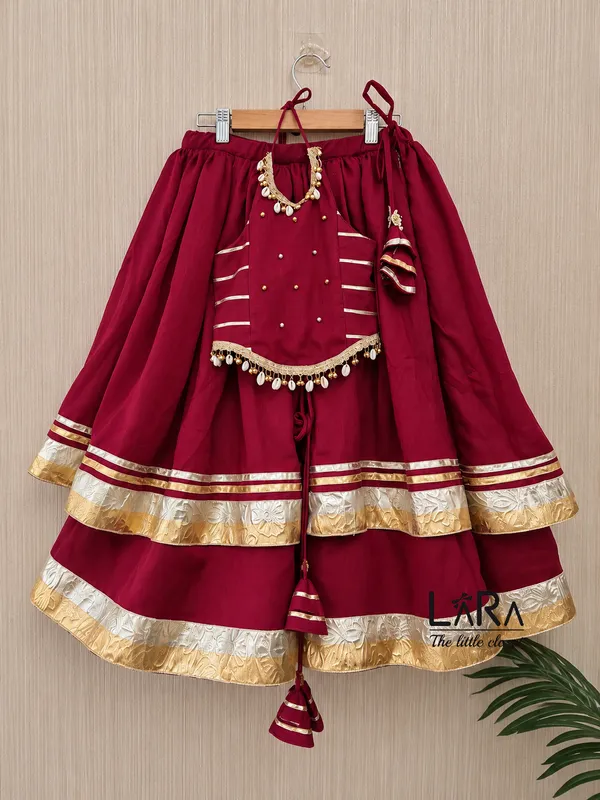 maroon_ghagra_choli_for_little_girls,_halter_neck_blouse,_Indian_ethnic_wear,_kids_lehanga