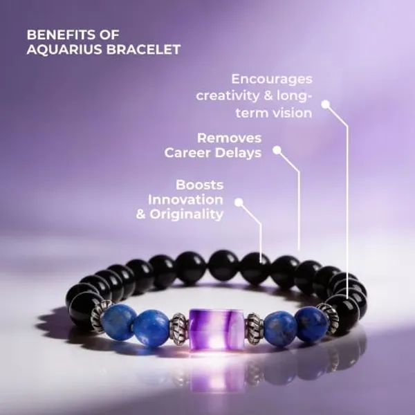 Aquarius_Kumbha_Rashi_Zodiac_Bracelet_Clear_Quartz_Amethyst_Black_Obsidian_Gemstone_Bracelet_Adjustable