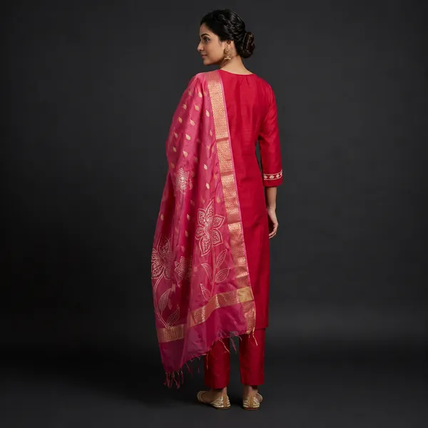 Red_Silk_Straight_Embroidered_Kurta_With_Pant_Dupatta_Set_For_Women