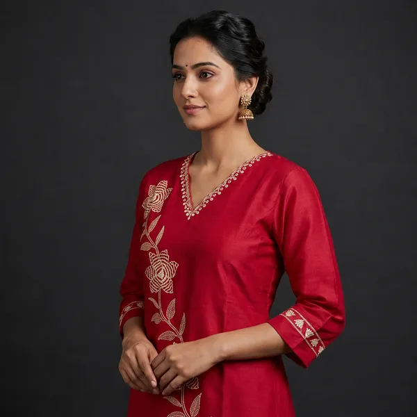Red_Silk_Straight_Embroidered_Kurta_With_Pant_Dupatta_Set_For_Women