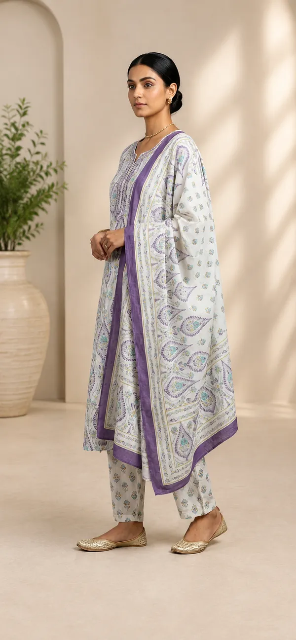 Multicolor_Cotton_Straight_Paisley_Print_Kurta_With_Dupatta_Set_For_Women