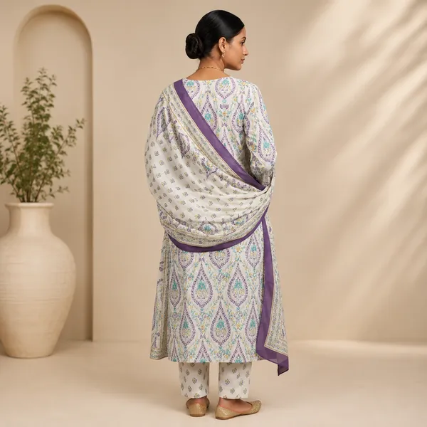 Multicolor_Cotton_Straight_Paisley_Print_Kurta_With_Dupatta_Set_For_Women