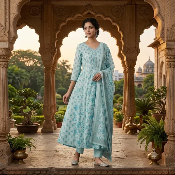 Aqua_Muslin_Straight_Chikankari_Embroidered_Suit_Set_For_Women