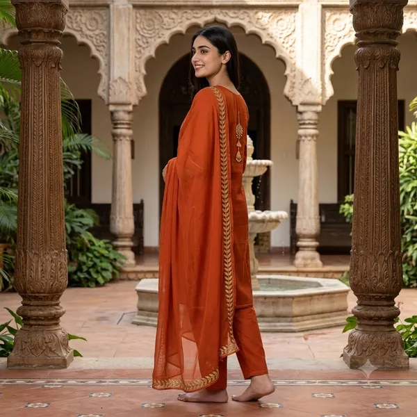 Rust_Silk_Straight_Embroidered_Kurta_With_Pant_And_Dupatta_Set_For_Women