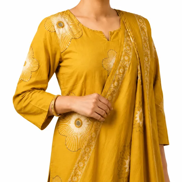 Yellow_Cotton_Straight_Mirror_Work_Embroidered_Kurta_Palazzo_Set_For_Women