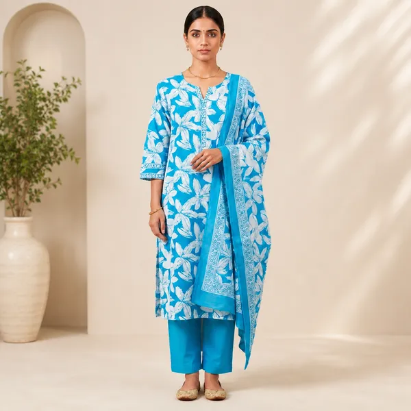 Blue_Cotton_Straight_Floral_Print_Kurta_Palazzo_Set_With_Dupatta_For_Women