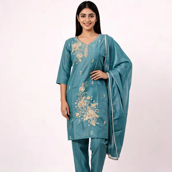 Sea_Green_Satin_Silk_Straight_Embroidered_Kurta_Pant_Set_For_Women