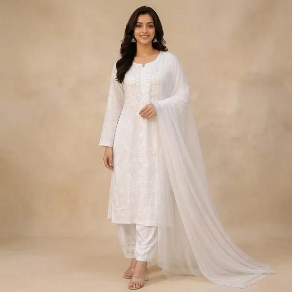 White_Muslin_Straight_Chikankari_Embroidered_Suit_Set_For_Women