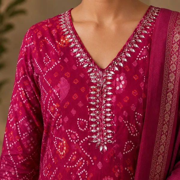 Pink_Cotton_Anarkali_Bandhani_Print_Suit_Set_For_Women