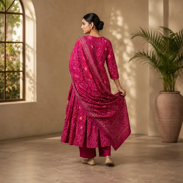 Pink_Cotton_Anarkali_Bandhani_Print_Suit_Set_For_Women