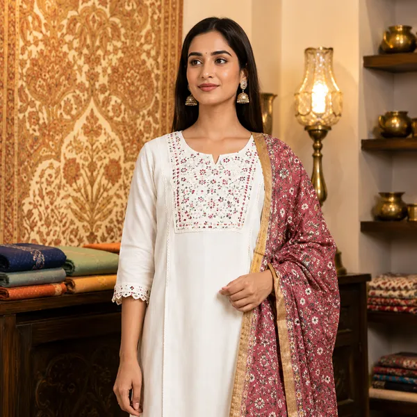 White_Russian_Silk_Straight_Embroidered_Kurta_Set_For_Women