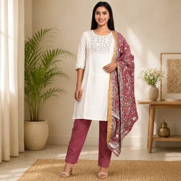 White_Russian_Silk_Straight_Embroidered_Kurta_Set_For_Women