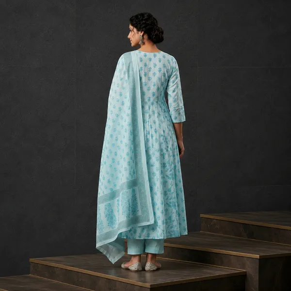 Sea_Green_Mul_Cotton_Anarkali_Floral_Print_Kurta_Set_For_Women