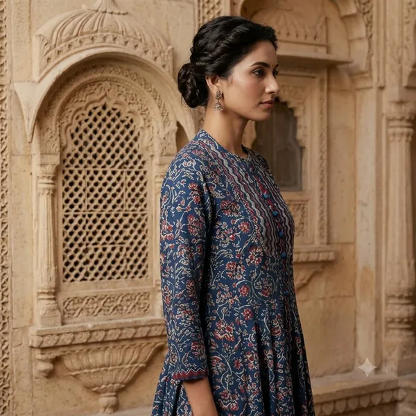 Blue_Cotton_Anarkali_Floral_Print_Kurta_With_Pant_Set_For_Women