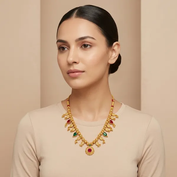 Golden_And_Multicolor_Brass_And_Copper_Kolhapuri_Saaj_For_Women