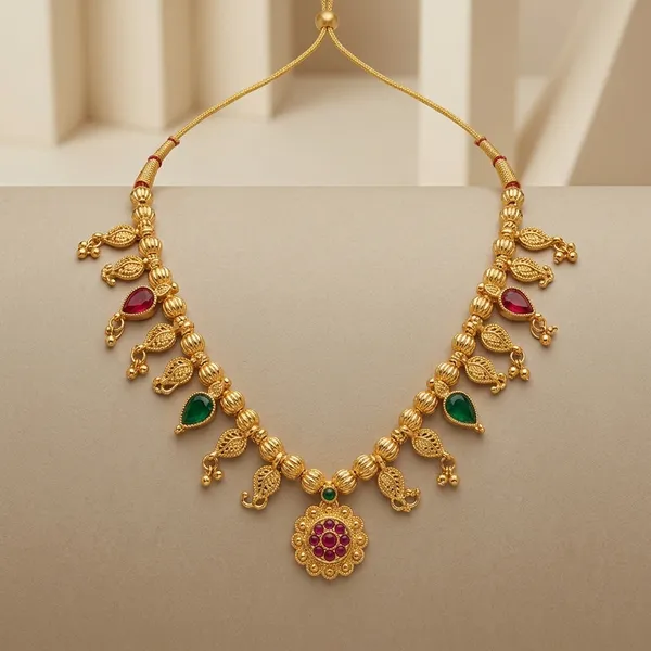 Golden_And_Multicolor_Brass_And_Copper_Kolhapuri_Saaj_For_Women