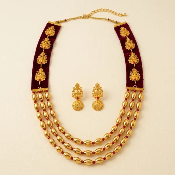 Maroon_And_Golden_Brass_And_Copper_Bai_Pan_Bhari_Deva_Necklace_For_Women