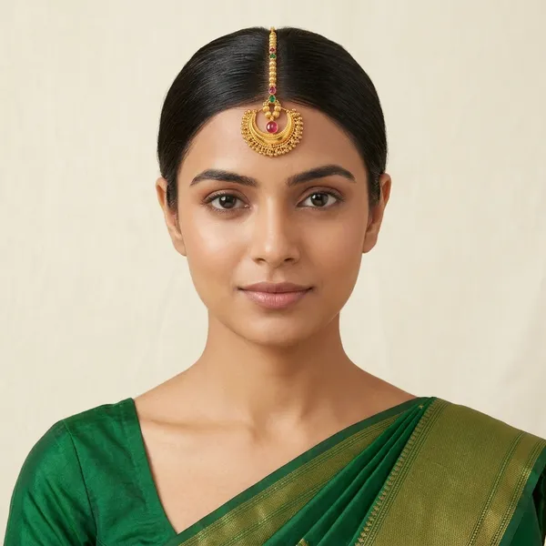 Golden_And_Multicolor_Brass_And_Copper_Kolhapuri_Saaj_For_Women