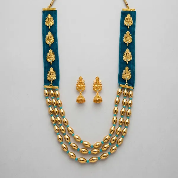 Sky_Blue_And_Golden_Brass_And_Copper_Bai_Pan_Bhari_Deva_Necklace_For_Women