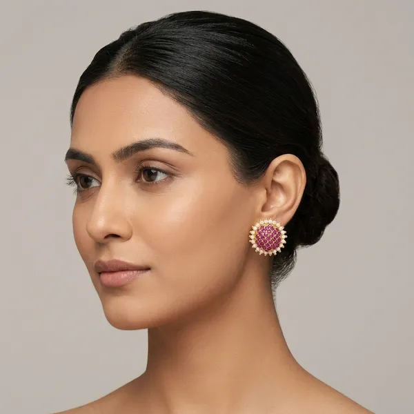 Pearl_And_Pink_Brass_And_Copper_Earrings_For_Women