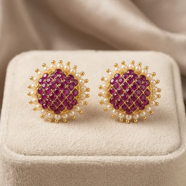 Pearl_And_Pink_Brass_And_Copper_Earrings_For_Women