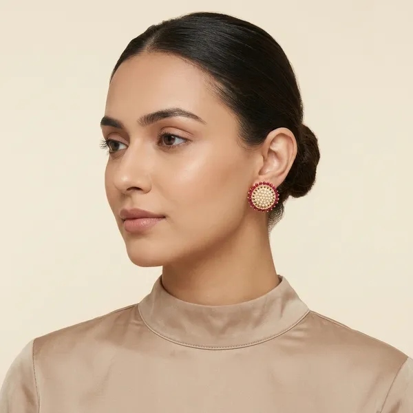 Pearl_And_Pink_Brass_And_Copper_Earrings_For_Women