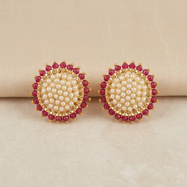 Pearl_And_Pink_Brass_And_Copper_Earrings_For_Women