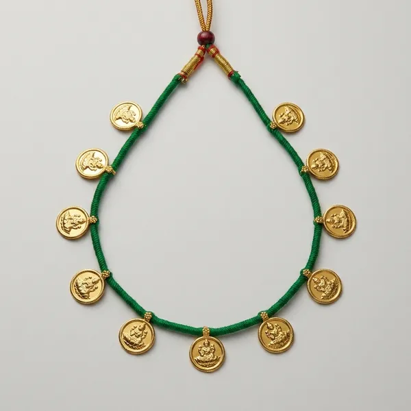 Green_And_Golden_Brass_And_Copper_Putali_Haar_For_Women