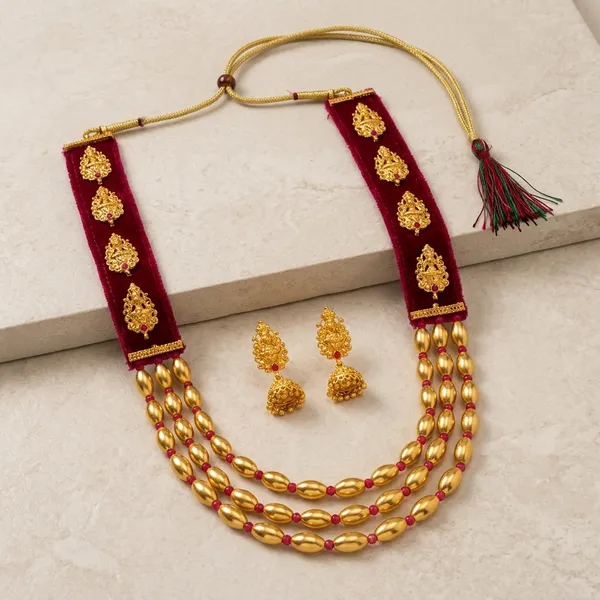 Pink_And_Golden_Brass_And_Copper_Bai_Pan_Bhari_Deva_Necklace_For_Women