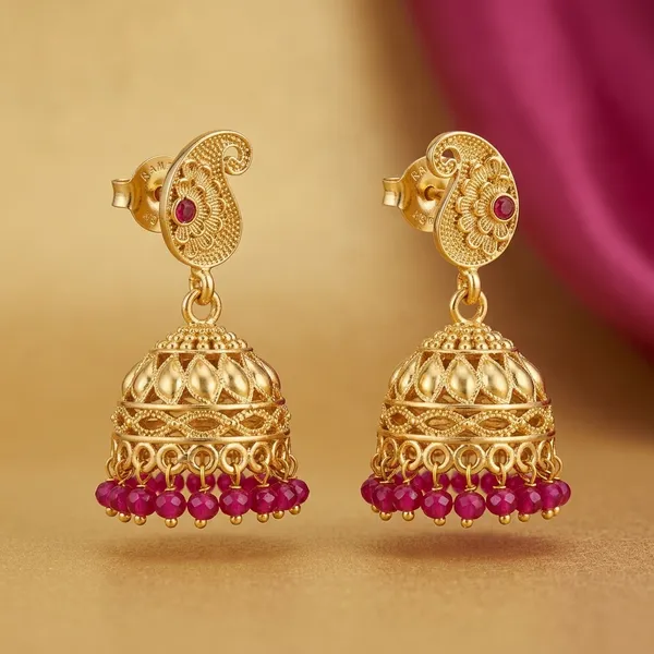 Golden_And_Pink_Brass_And_Copper_Jhumka_For_Women