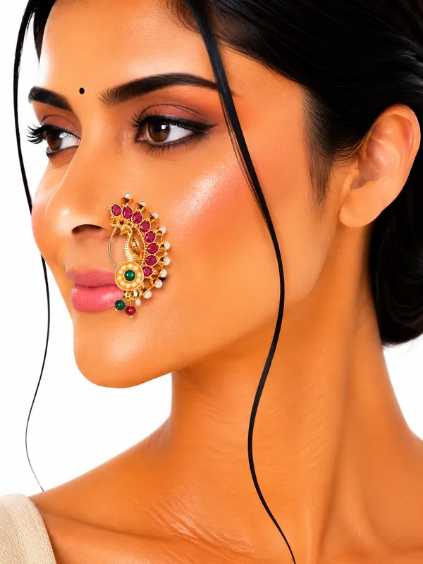 Golden_And_Multicolor_Brass_And_Copper_Nath_For_Women