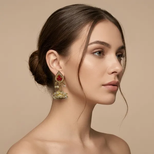 Pearl_And_Pink_Brass_And_Copper_Jhumka_For_Women