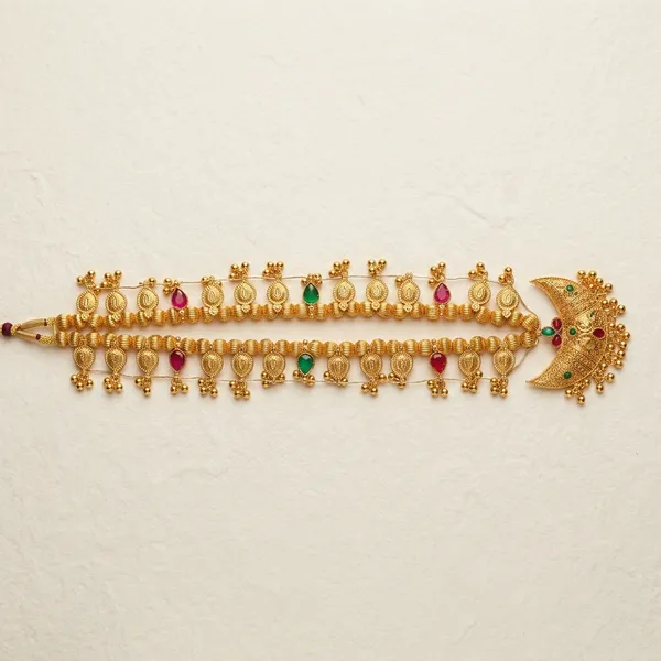 Golden_And_Multicolor_Brass_And_Copper_Kolhapuri_Saaj_For_Women