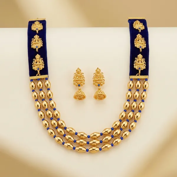 Navy_Blue_And_Golden_Brass_And_Copper_Bai_Pan_Bhari_Deva_Necklace_For_Women