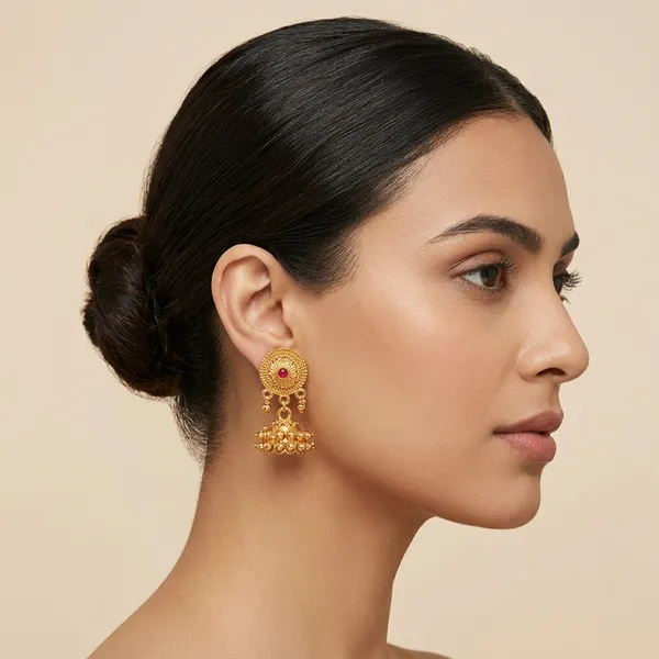 Golden_And_Pink_Brass_And_Copper_Jhumka_For_Women