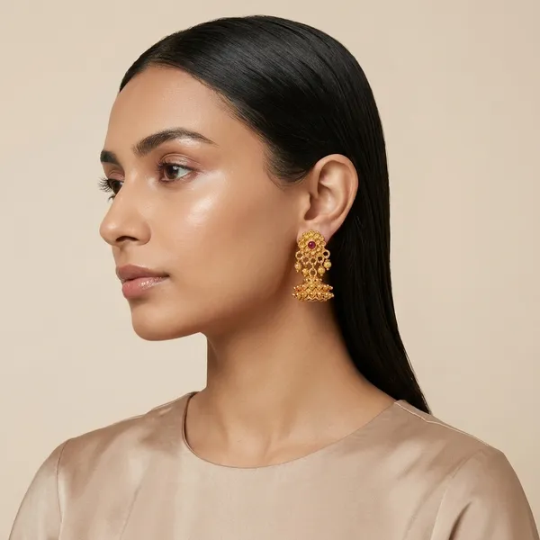 Golden_And_Pink_Brass_And_Copper_Jhumka_For_Women