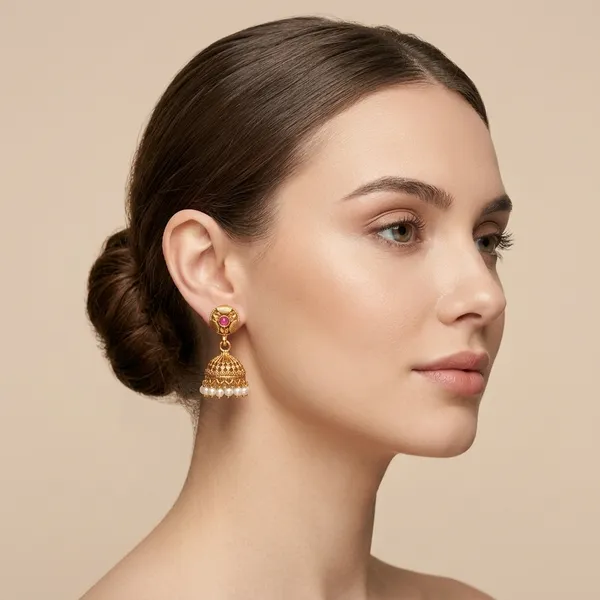 Golden_And_Pearl_Brass_And_Copper_Jhumka_For_Women