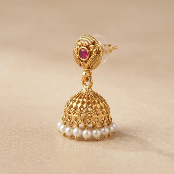 Golden_And_Pearl_Brass_And_Copper_Jhumka_For_Women