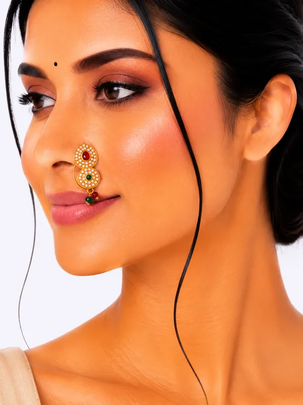 Pearl_And_Multicolor_Brass_And_Copper_Nath_For_Women