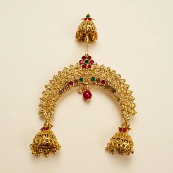 Golden_And_Multicolor_Brass_And_Copper_Khopa_For_Women