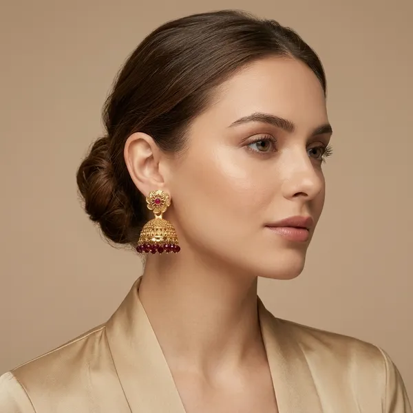 Golden_And_Red_Brass_And_Copper_Jhumka_For_Women
