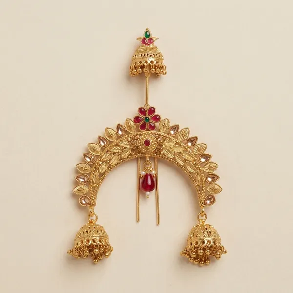Golden_And_Multicolor_Brass_And_Copper_Khopa_For_Women