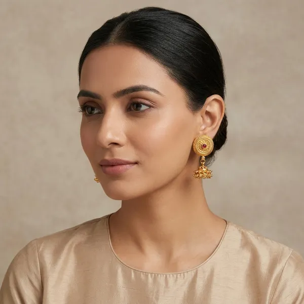 Golden_And_Pink_Brass_And_Copper_Jhumka_For_Women