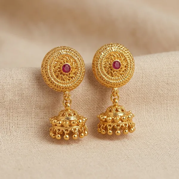 Golden_And_Pink_Brass_And_Copper_Jhumka_For_Women