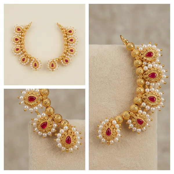 Pearl_Brass_And_Copper_Earcuffs_For_Women